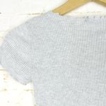 Brandy Melville  Ribbed Crop Top Womens One Size Gray Lettuce Hem Short Sleeve Photo 7