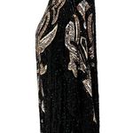 Mob wife era 80s VTG Lillie Rubin Blk/Gld Sequined Silk Hobble Dress Black Sz L Size L Photo 2