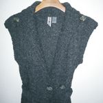 BKE  S Smart Knit Sleeveless Button Accent Belted Cardigan Sweater in Graphite Photo 2
