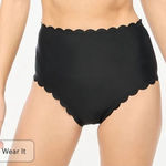 J. Crew Factory High Rise Scalloped Bikini Bottom Black Size Small NWT Photo 0