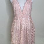 Tobi  Pink Lace Deep V Dress Sz Small Wedding Guest Shower Photo 0