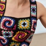 STAUD Psychedelic crochet knit cotton mini dress in acid rainbow sz L large NWT Photo 7