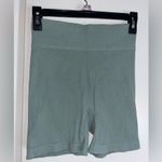 Aura High Rise Shorts Womens Medium Large Sage Green Ribbed Bike Stretch Active Photo 0