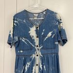 Vintage Jasmine Rose Medium Blue and White Bleach Tie Dye Denim T Photo 3