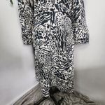 Sergio Hudson Black White Animal Print Strong Shoulder Trench Coat Jacket 3X Photo 10