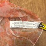 ZARA Small Orange & Pink Rose Floral Print Mesh Sheer Long Sleeve Ruched Blouse Photo 5