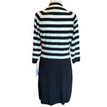 Calvin Klein  Sweater Dress Mock Neck Black White Stripes Womens Medium New Photo 1