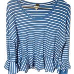 Free People  XS We The Free Blue and White Striped Round About Ocean Combo Tee Photo 1
