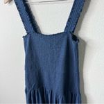 Nation Ltd  Navy Blue Smocked Midi Dress Sleeveless Ruffle Womens Size S Photo 3