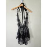 Oh La La Cheri Naomi Plunge Neck Lace Bodysuit Size Medium in Black Photo 1