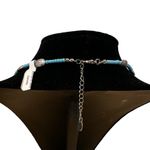 MARILYN SCHIFF BEADED BEACHY BLUE SILVERTONE CHOKER NECKLACE Photo 1