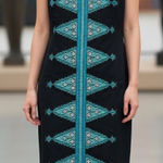 Anthropologie Tabitha Black Cotton Diamond Embroidered Boho Sleeveless Dress 12‎ Photo 0