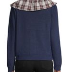 English Factory NWOT Navy Cardigan with Plaid Ruffle Size M Photo 2