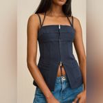 Cult Gaia  Katella Corset Top Zip Front Halter Navy Deep Lake 2 NWT Photo 8