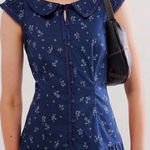 Free People  Beasley Floral Drop Waist Mini Dress in Navy Combo Photo 0