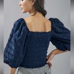 Anthropologie  Maeve Bree Milkmaid Smocked Puff Sleeve Cute Cropped Blouse Sz XL Photo 2