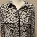 Loft , Career Top, Collared Button Down with Unique Black/White/Grey Design, XS Photo 2