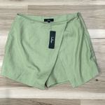 Lulus NEW Lulu’s Light Green Overlapping Linen Blend Mini Skort Women’s Large Photo 1