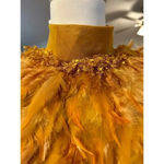 CQbyCQ UNIQUE FEATHER mustard plume LONG PUFFY SLEEVES SIZE SMALL Yellow Photo 7