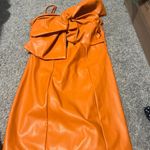 Glam  orange Leather Bow Dress size small Photo 2