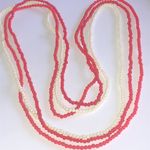 Lot of 3 Semi Precious Stone Beads Red & Off White Beaded Boho Necklaces Photo 1