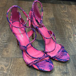 Giani Bernini Gianni‎ Bini Womens Kameela Snake Print Heels Strappy Leather Pink Purple 8.5 Photo 0