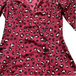 Divided Dress Red Burgundy Animal Print V-Neck Long Sleeve Wrap Dress Size 6 NEW Photo 9