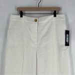 Donna Karan  New‎ York White Linen Blend High Rise Wide Leg Trouser NWT Size 16 Photo 2