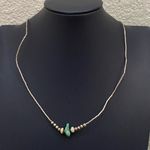 Vintage Unsigned Southwestern Silver & Turquoise Tube Beads 15” Necklace 4g Photo 1