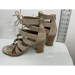 Steve Madden Womans Dayna Ankle Sandals 9 M Beige Zip/lace Up Open Toe Heel Photo 3
