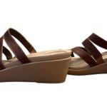 Crocs Leigh Ann Leather Strap Wedge Sandals Women’s Size 10 Brown Comfort 204730 Photo 1