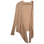 Soft Surroundings Cardigan Sweater Womens Small Tan Open Front Pointelle Knit Photo 4