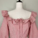 ZARA NWT Women’s Size Medium Striped Ruffles Crop Top Photo 2