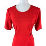 1901  Red Fit And Flare Short Sleeve Knit Dress Minimal Preppy Style 14 Photo 1