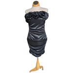 Vtg Y2K Taboo Black Shiny Stretch Fabric Ruched Rosette Trim Strapless Dress M Size M Photo 1