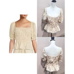 Antonio Melani Crop Peplum Blouse Women’s Large Angel Sateen Cottagecore Western Photo 1