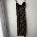 Sheer Floral Mesh Dress Midi Length Spaghetti Strap Romantic Whimsigoth Fairy Brown Size L Photo 6