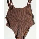 Aerie Crinkle Birthday Scoop Cheekiest One Piece Swimsuit NWT Brown Pink Photo 0