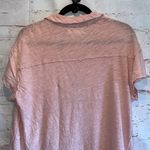 We The Free Free People  Shirt Womens Large Pink Short Sleeve Knit Polo V Neck Photo 6