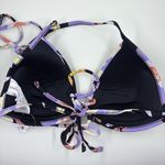 Hula Honey Women's Black Stretch Lace-Up Tie Luna Triangle Swimsuit Top M NWT Photo 2