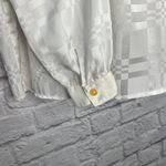 Vintage Joanna White Shiny Secretary Blouse Scarf Long Sleeve Size M Checkered Size M Photo 5