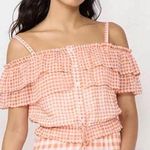 LC Lauren Conrad  NEW Women's Orange Gingham Off-The-Shoulder Top Size XL Photo 1