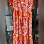 THML  Floral midi maxi dress bows tie straps square neck smocked tiered ruffle Photo 6