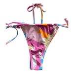 Cupshe NWT- Adorable two piece swimsuit, colorful pink, blues and yellows, Top has some padding, bottoms tie on sides, brand new, size medium Photo 5
