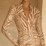 Aur Ocea Notae Panelled Long Sleeve One Piece Swimsuit Tan Size 10 Photo 0