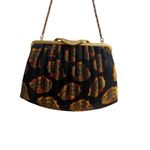 Brocade Evening Purse Gold Frame Chain Strap New Without Tags Black and Gold Photo 4