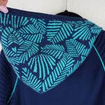 Title Nine  Pullover Navy Knit Hoodie‎ with Patterned Hood Size M Photo 4