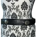 Vintage Black Braided Conch Inlay Leather Belt size Medium Photo 1