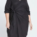 Universal Standard  Black Linen Wrap Midi Dress Size L US 22–24 Minimalist Photo 0