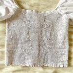 Olivaceous White Puff Sleeve Smocked Cropped Top Sz S Photo 92